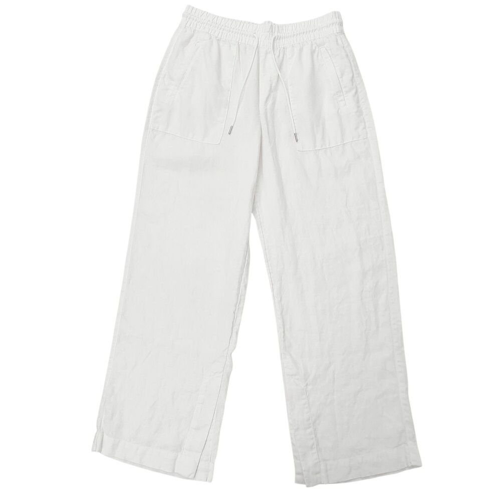 Athleta Linen Pants Womens Small White Wide Leg Casual Lounge Beach Resort
